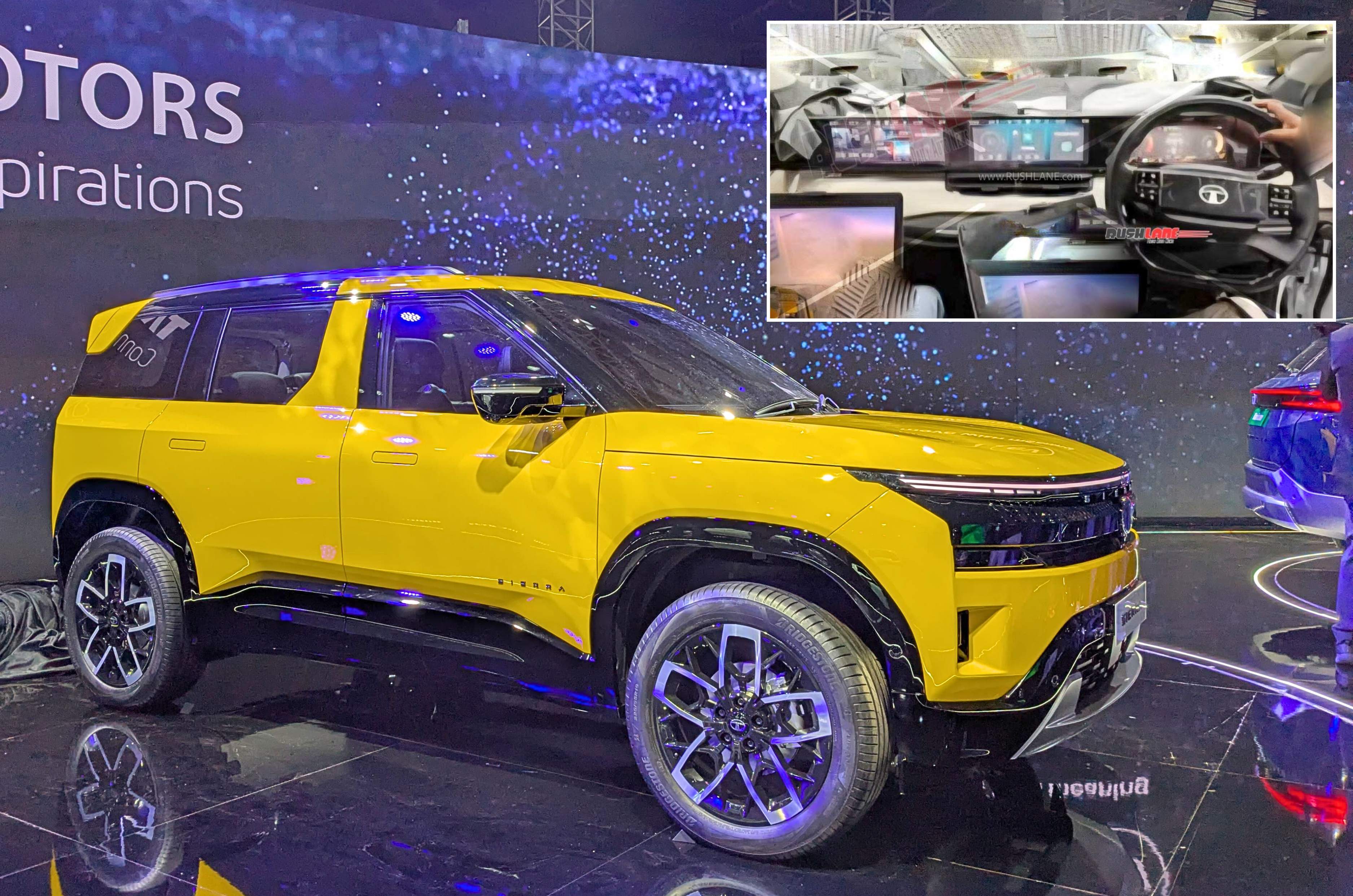 Tata Sierra near production version shown at Auto Expo and interior screens